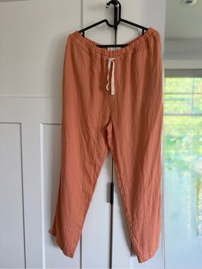 Not perfect Linen - elastics Waist Casual Pants - peach